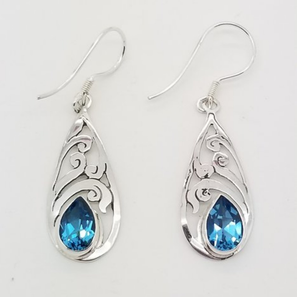 Blue Topaz Teardrop Earrings